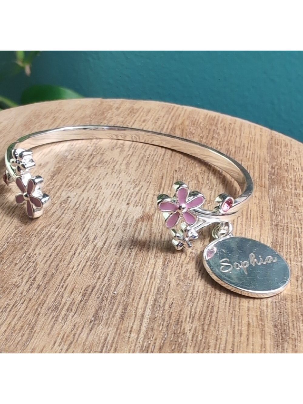 Silver Sophia Floral Charm Cuff